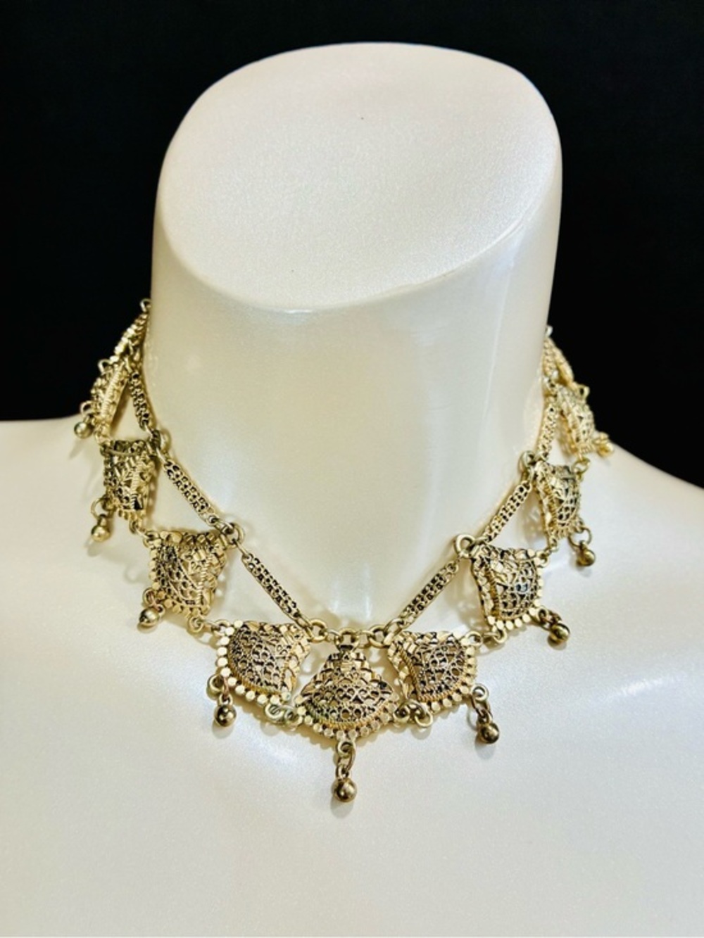 Chico's Gold Filigree Statement Necklace